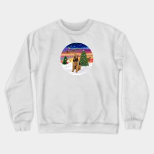 Santa's Sunset Take Off Featuring an Airedale Crewneck Sweatshirt